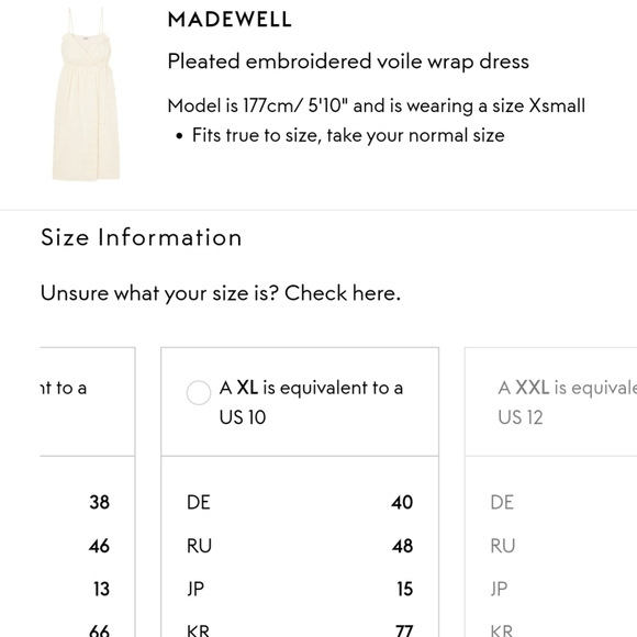 New Madewell Embroidered Pleated Voile Wrap Ivory Midi Dress NWT XL/10 US - Picture 7 of 17